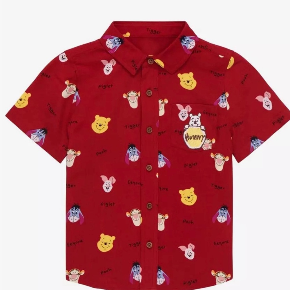 Disney Winnie the Pooh Hundred Acre Wood Friend Portraits Toddler Button-Up 5T